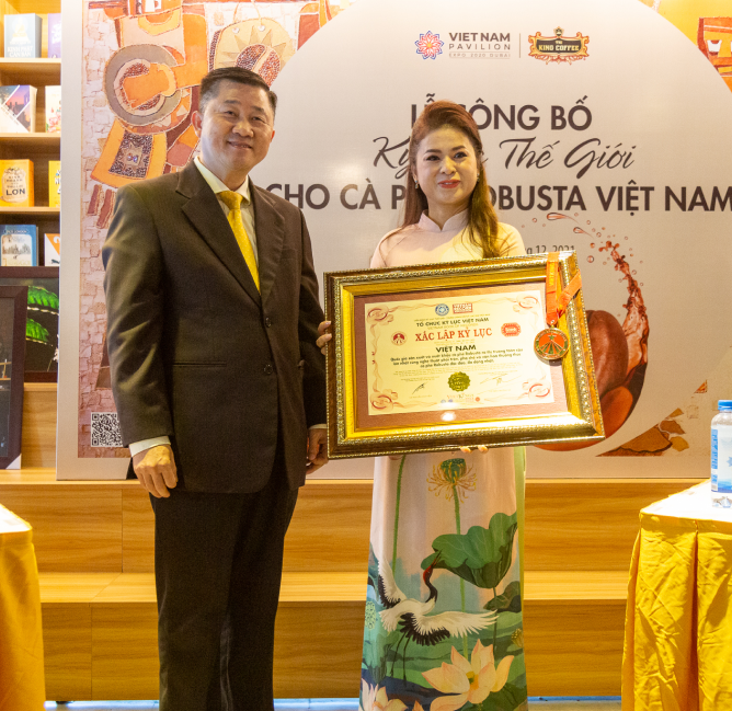 Cà phê Robusta của Việt Nam chính thức được vinh danh Kỷ lục Thế giới bởi WorldKings