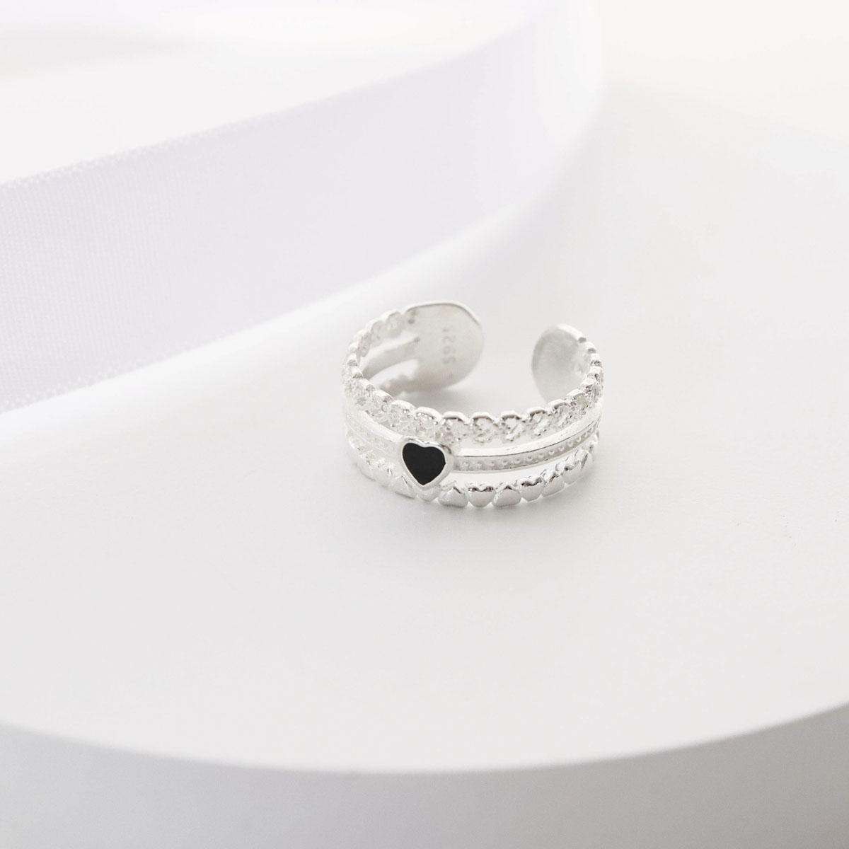 Triple Black Heart Ring
